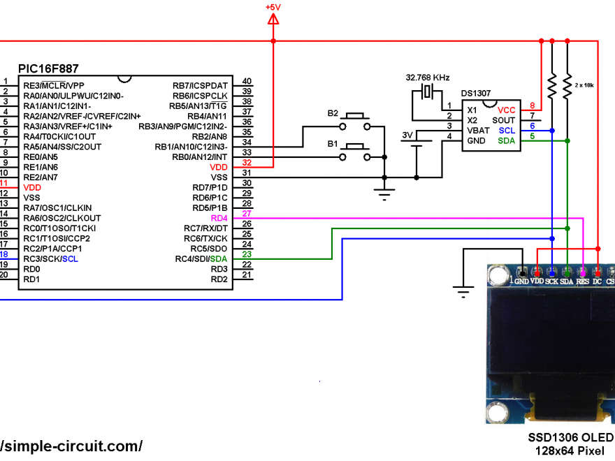 PIC16F887 with DS1307 RTC and SSD1306 OLED - SSD1306 DS1307