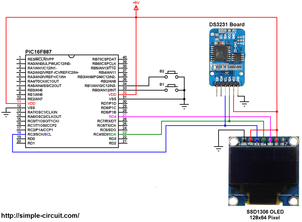 PIC16F887 with DS3231 RTC and SSD1306 OLED - SSD1306 DS3231