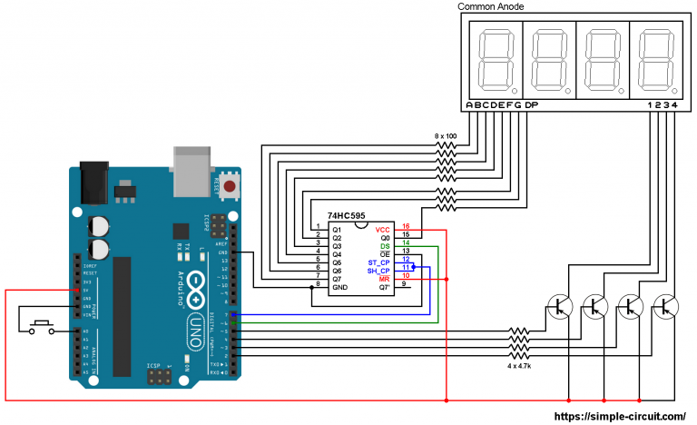 7 Segment Display With 74hc595 Shift Register Arduino Projects