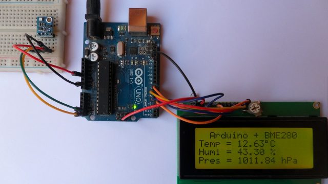 Arduino with BME280 sensor and 20x4 LCD display