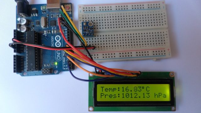 Arduino UNO with BMP280 sensor and 1602 LCD display