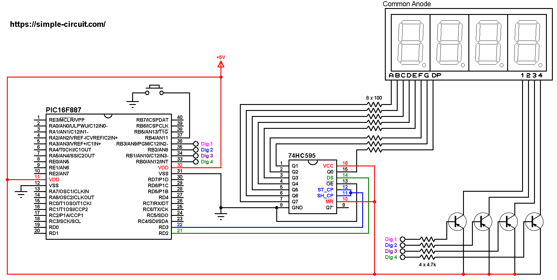 7-Segment Display with 74HC595 Shift Register | mikroC ...