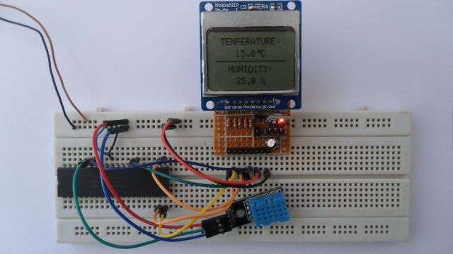 PIC18F4550 MCU with Nokia 5110 LCD and DHT11 sensor