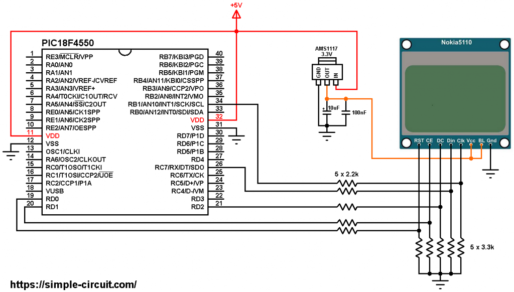 Interfacing PIC18F4550 MCU with NOKIA 5110 LCD - Simple Projects