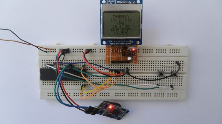 Interfacing PIC18F4550 with Nokia 5110 LCD and DS3231 RTC