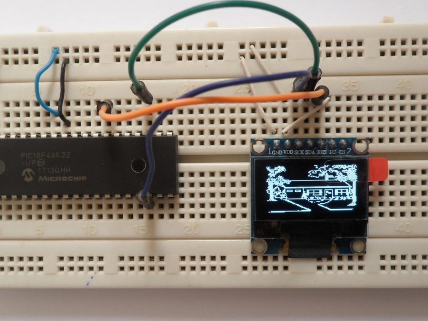 PIC18F46K22 MCU with SSD1306 OLED display