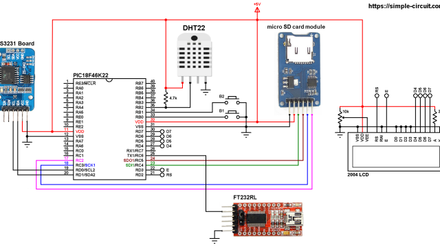 PIC18F46K22 DHT22 SD card DS3231 data logger for temperature and humidity