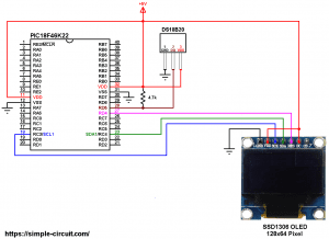 Interfacing PIC18F46K22 with DS18B20 sensor and SSD1306 OLED