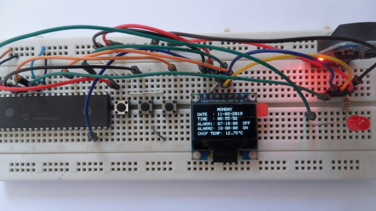 PIC18F46K22 with DS3231 RTC and SSD1306 OLED | mikroC Projects