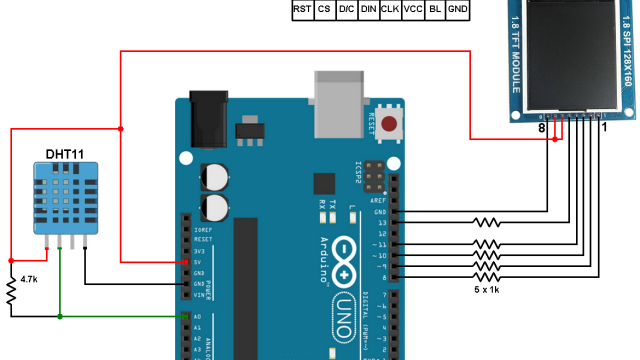 Arduino ST7735 DHT11 sensor color TFT display