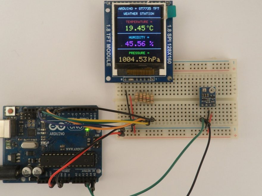 Arduino weather station BME280 sensor ST7735S TFT
