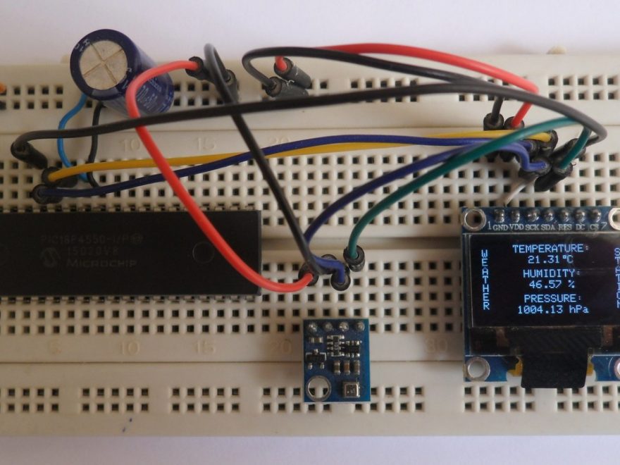 Weather station using PIC18F4550, BME280 sensor and SSD1306 OLED