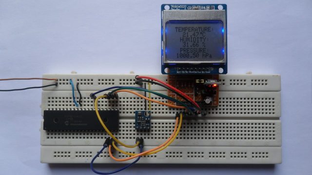 PIC18F46K22 MCU with Nokia 5110 LCD and BME280 sensor