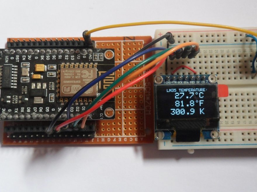 NodeMCU with SSD1306 OLED and LM35 sensor