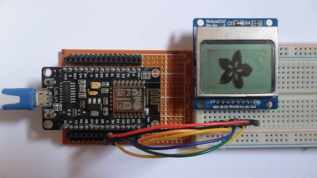 ESP8266 NodeMCU with Nokia 5110 LCD circuit