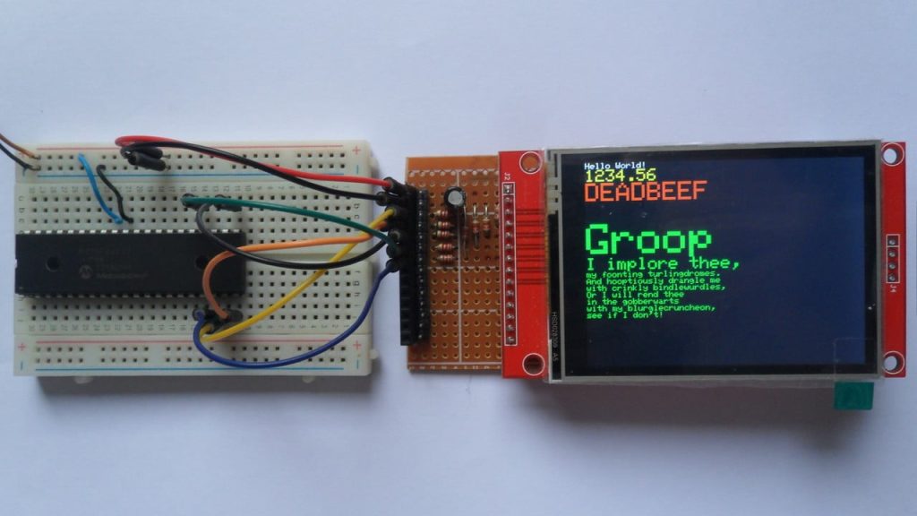 PIC18F46K22 with ILI9341 color TFT display 240x320 pixel