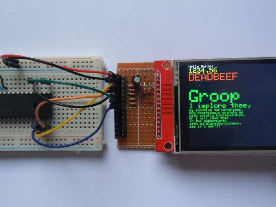 PIC18F46K22 with ILI9341 color TFT display 240x320 pixel