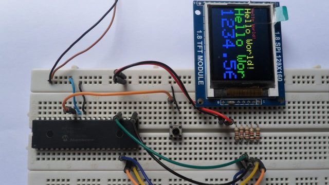 PIC18F46K22 with ST7735S TFT display rotation test