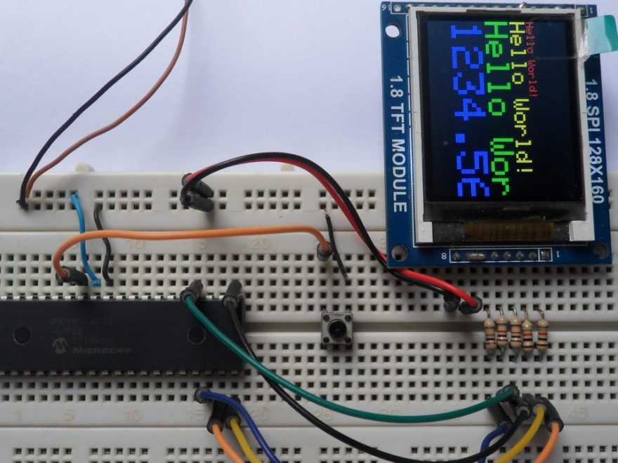 PIC18F46K22 with ST7735S TFT display rotation test