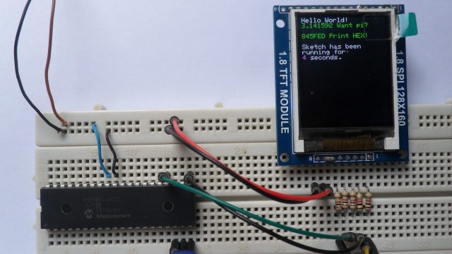 PIC18F46K22 with ST7735S color display graphics test