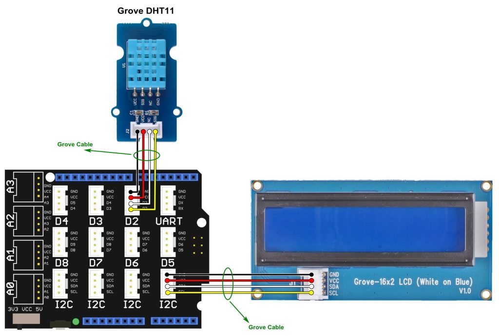 Arduino Grove DHT11 sensor I2C LCD circuit