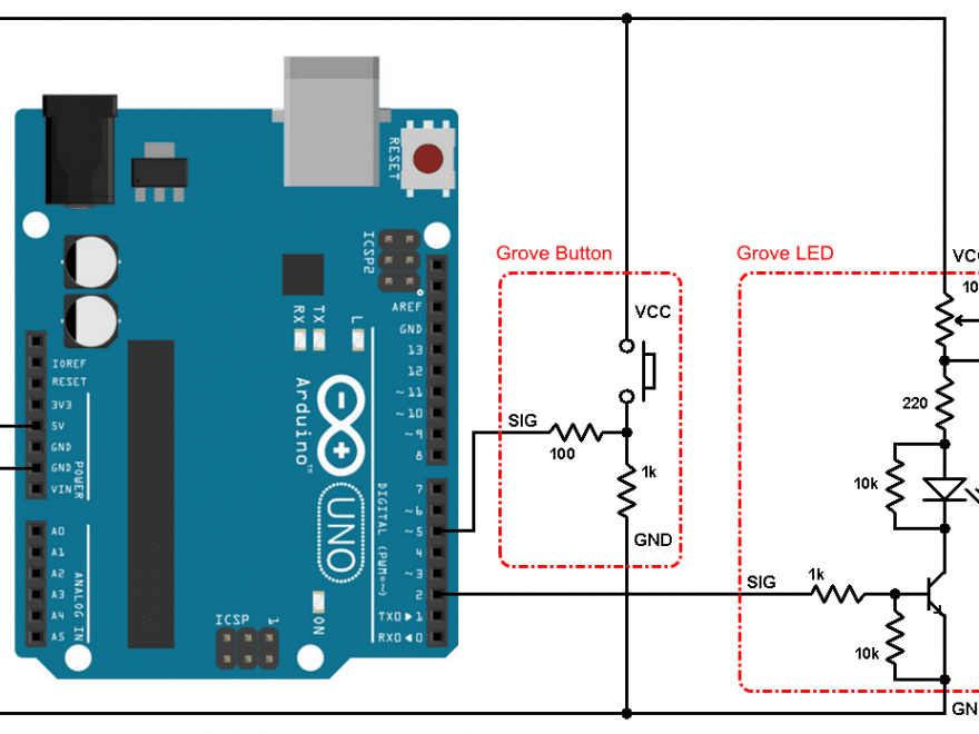 Arduino LED control push button Grove