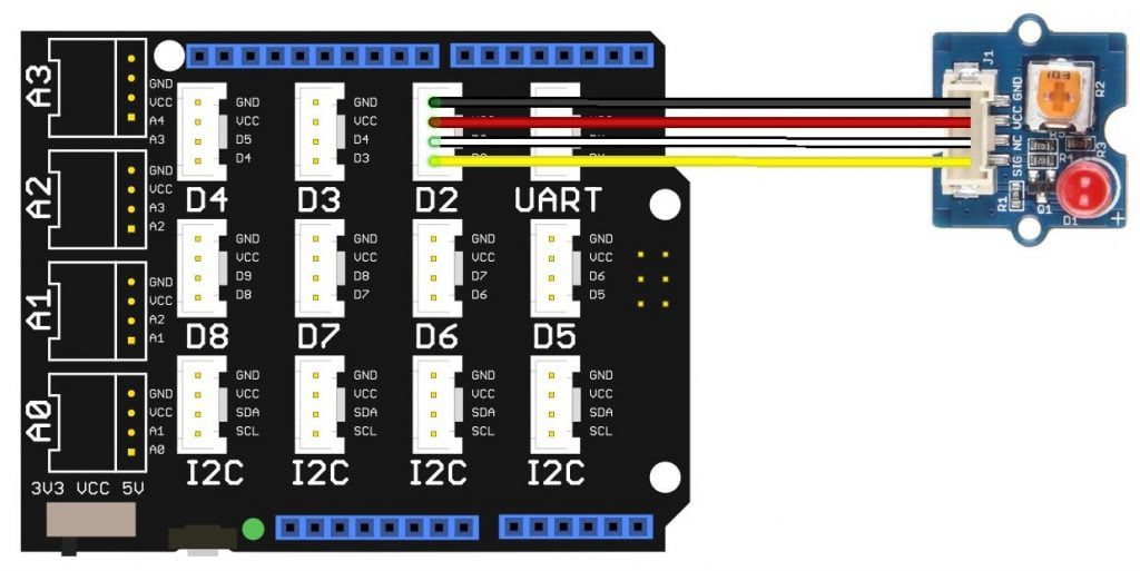 Arduino LED blink with Grove base shield and LED socket kit
