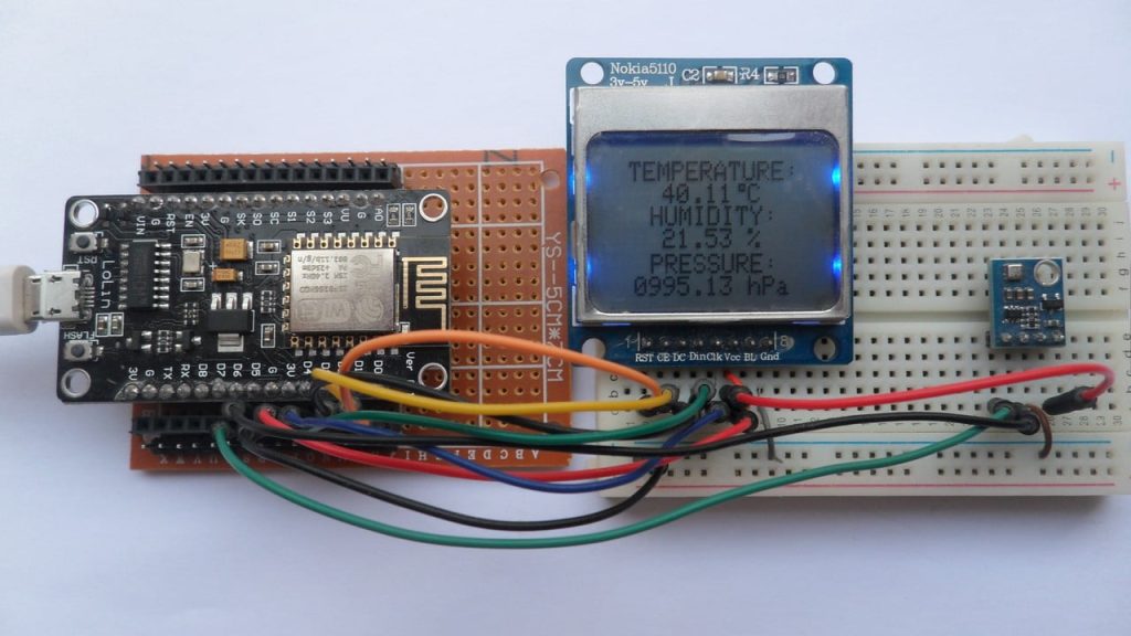 Weather station NodeMCU BME280 sensor and Nokia 5110 LCD