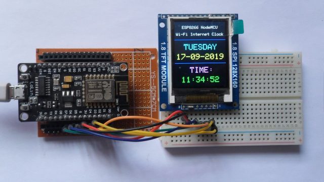 ESP8266 NodeMCU ST7735 TFT internet clock