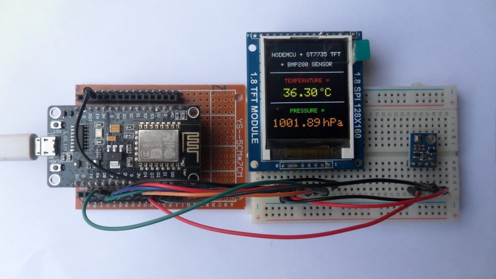 NodeMCU (ESP-12E) with ST7735S TFT and BMP280 sensor