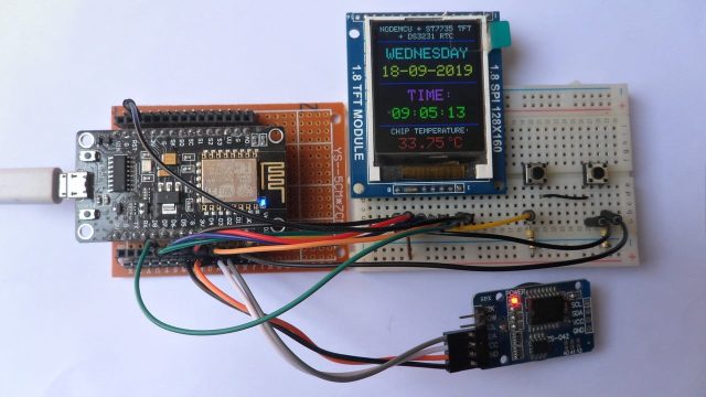 NodeMCU with DS3231 RTC and ST7735S TFT