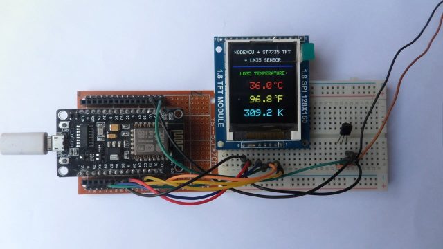 NodeMCU with ST7735S TFT and LM35 temperature sensor