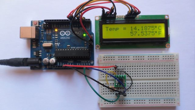 Arduino with DS1631 sensor and 1602 LCD circuit