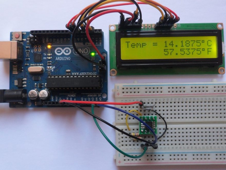 Arduino with DS1631 sensor and 1602 LCD circuit