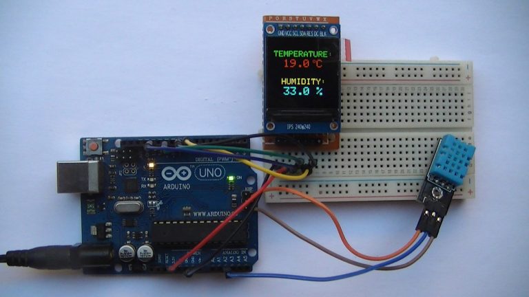 Arduino with DHT11 Sensor and ST7789 TFT Display