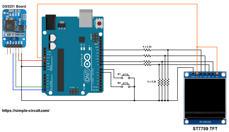 Interfacing Arduino with DS3231 RTC and ST7789 TFT