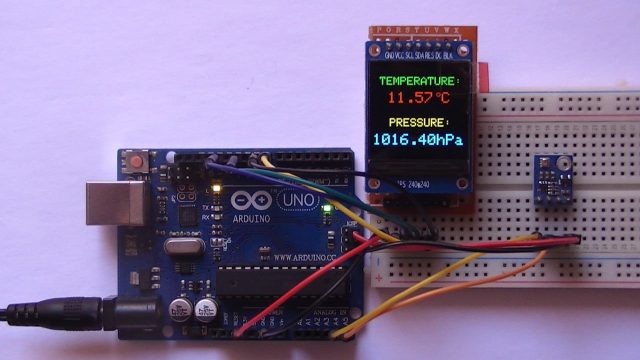 Arduino uno with BMP280 sensor and ST7789 TFT display