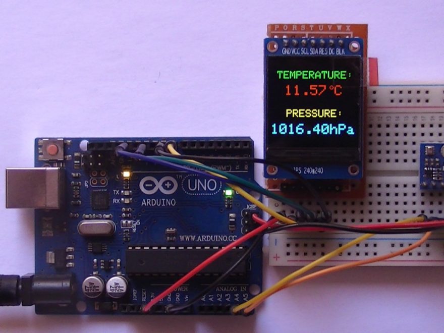 Arduino uno with BMP280 sensor and ST7789 TFT display