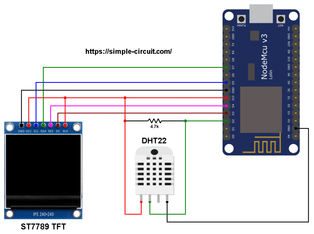 NodeMCU AM2302 DHT22 sensor ST7789 TFT