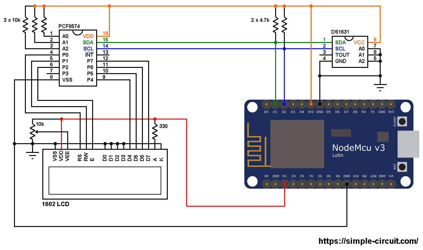 Interfacing Nodemcu With Ds1631 Sensor And I2c Lcd