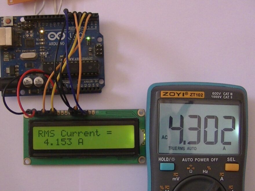 AC current measurement with Arduino and current transformer hardware circuit