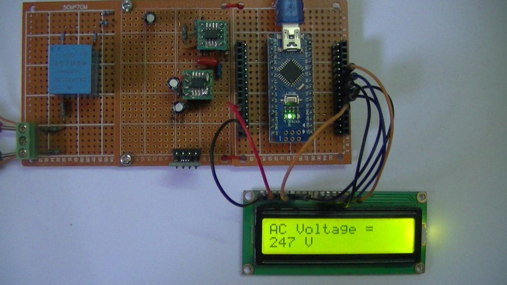 AC Voltage Measurement with Arduino Board and LCD