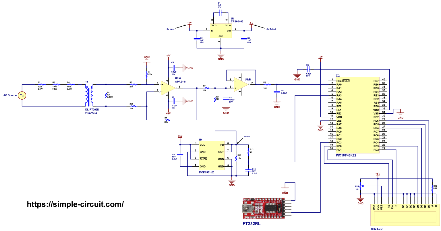 AC Voltage Measurement using PIC18F46K22 Microcontroller