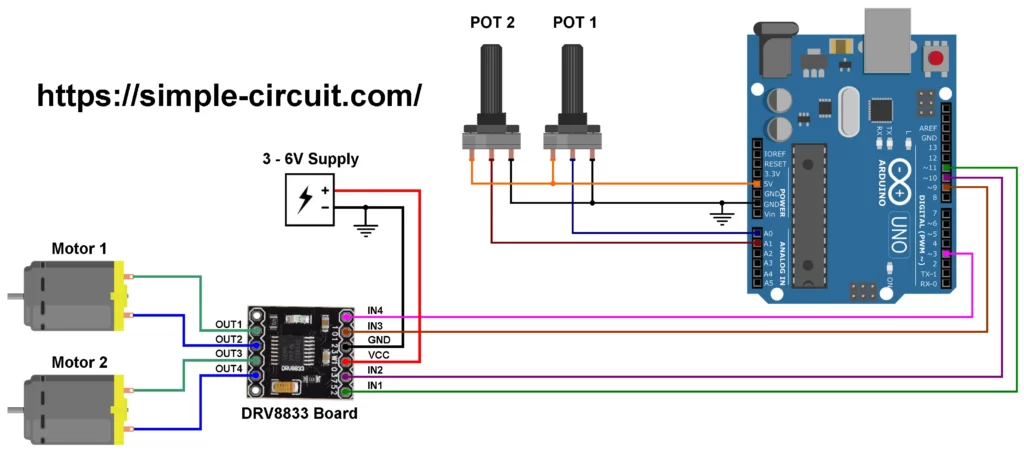 Interfacing Arduino with DRV8833 Dual Motor Driver Module