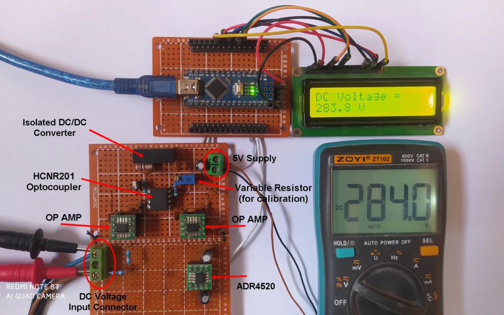 DIY PCB for high DC voltage isolated sensing circuit with Arduino