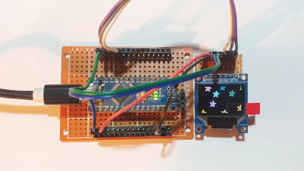 SSD1331 OLED display with Arduino example test circuit