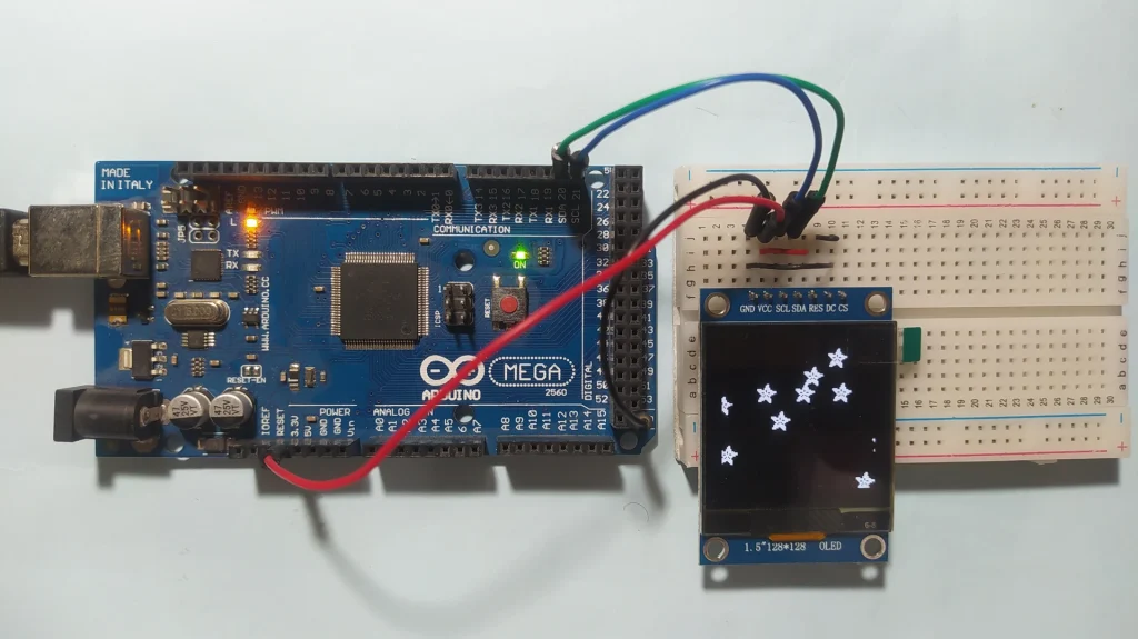 Connection of SH1107 OLED with Arduino hardware circuit I2C mode SPI-I2C module
