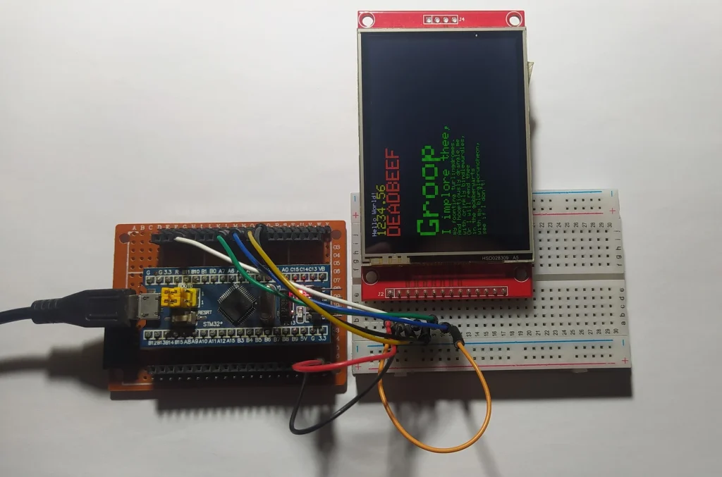 Hardware circuit STM32F103C8T6 Blue Pill with ILI9341 TFT display